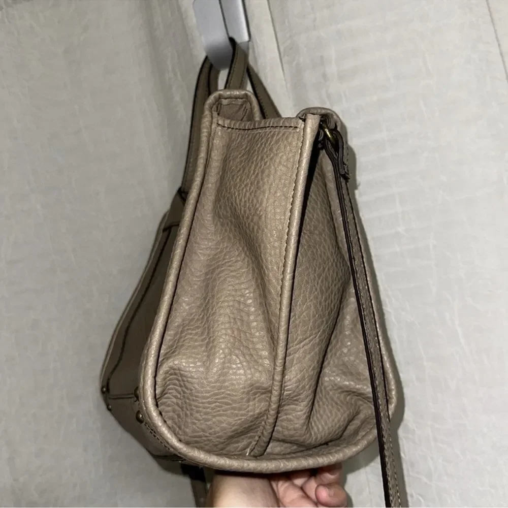 a.n.a. Taupe Faux Leather Satchel with Crossbody Strap